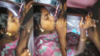 Tamil bhabhi blowjob ke baad handjob deke maal nikaal di