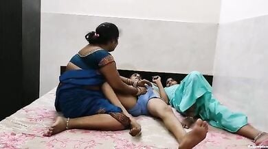 2 randi aunty ke sath threesome sex ka maja leta jawan ladka