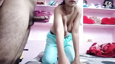 Cute bhabhi ki chudai ke baad lund chusa muh pe girya maal