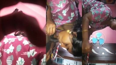 Tamil bhabhi blowjob ke baad handjob deke maal nikaal di