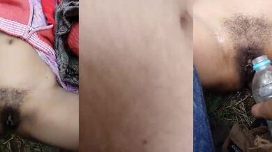 Desi ladki ke sexy bur ko pani ki bottle se hilaya